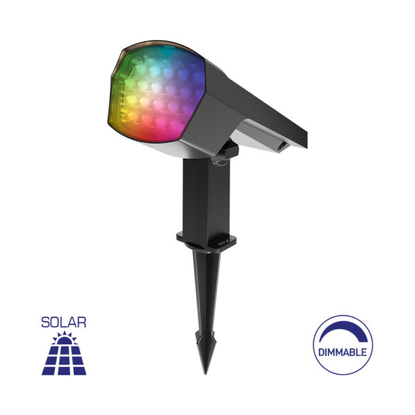 Σποτ (Solar) Καρφωτό 12W IP65 RGB Γκρί - BG36-00592