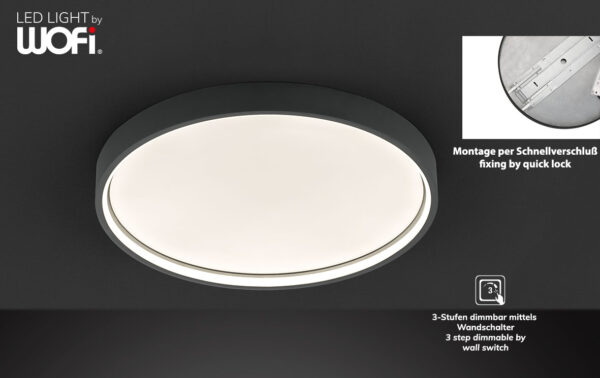 Πλαφονιέρα led "Dubai" Ø45 27,5w 2400lm Ανθρακί - 12056