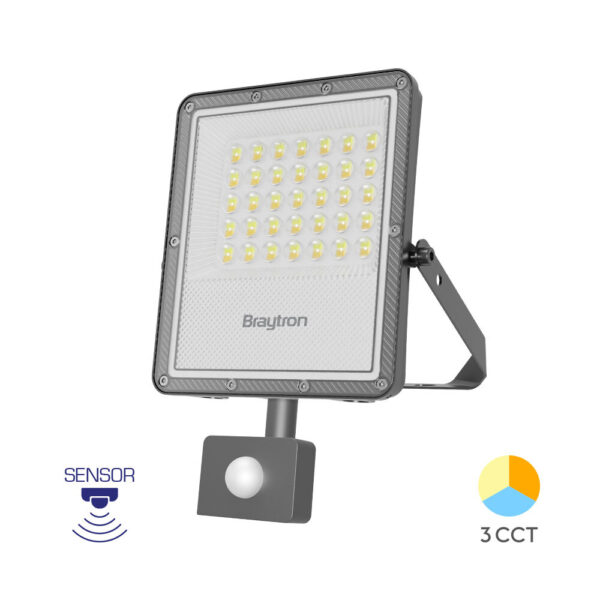 Προβολέας IP65 30W 3300lm 3CCT Με Ανίχνευση (Γκρι) - BT65-23082