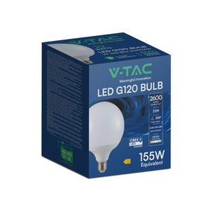 LED Λάμπα E27 G120 22W V-TAC Cree Chip 2600lm Ψυχρό Λευκό 6500K – 21200236