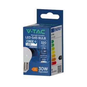 LED Λάμπα E27 G45 3.7W V-TAC Cree Chip 320lm Φυσικό Λευκό 4000K 6yrs Wty – 2141626