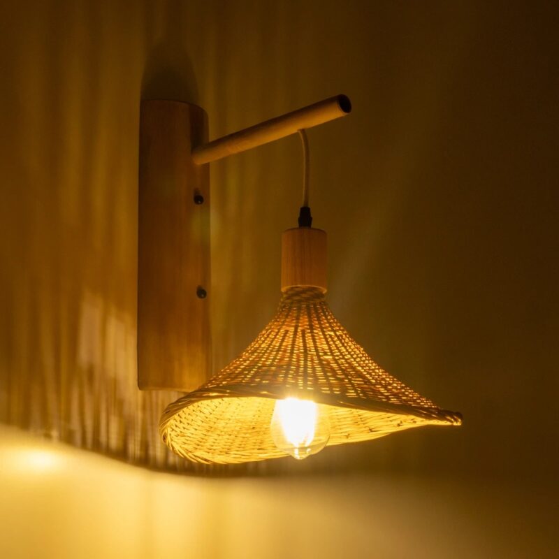 GLOBOSTAR® KALIA 01964 Boho Φωτιστικό Τοίχου – Απλίκα με Ντουί 1 x E27 AC 220-240V IP20 – Μπεζ – Μ33 x Π36 x Υ42cm