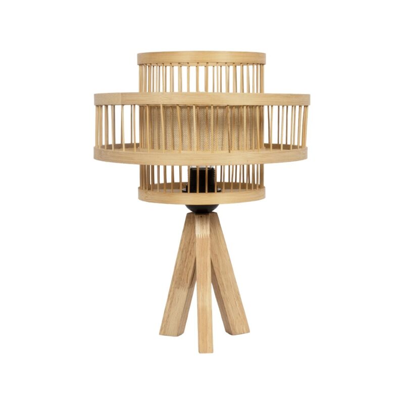 GLOBOSTAR® TULUM 01991 Boho Επιτραπέζιο Φωτιστικό Πορτατίφ με Ντουί 1 x E27 AC 220-240V IP20 – Μπεζ – Μ30 x Π30 x Υ41cm