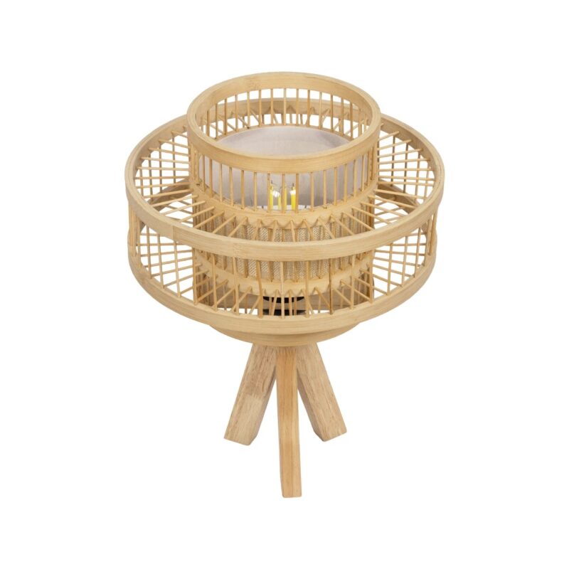 GLOBOSTAR® TULUM 01991 Boho Επιτραπέζιο Φωτιστικό Πορτατίφ με Ντουί 1 x E27 AC 220-240V IP20 – Μπεζ – Μ30 x Π30 x Υ41cm