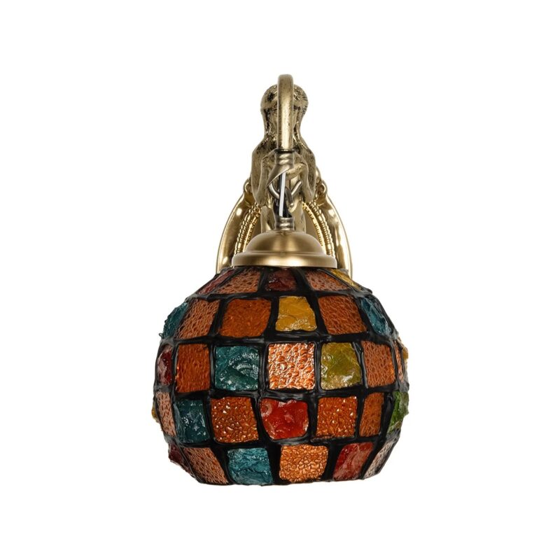 GLOBOSTAR® MERMAID 02389 Vintage Φωτιστικό Τοίχου – Απλίκα με Ντουί 1 x E27 AC 220-240V IP20 – Μπρούτζινο & Πολύχρωμο – Μ17 x Π30 x Υ27cm