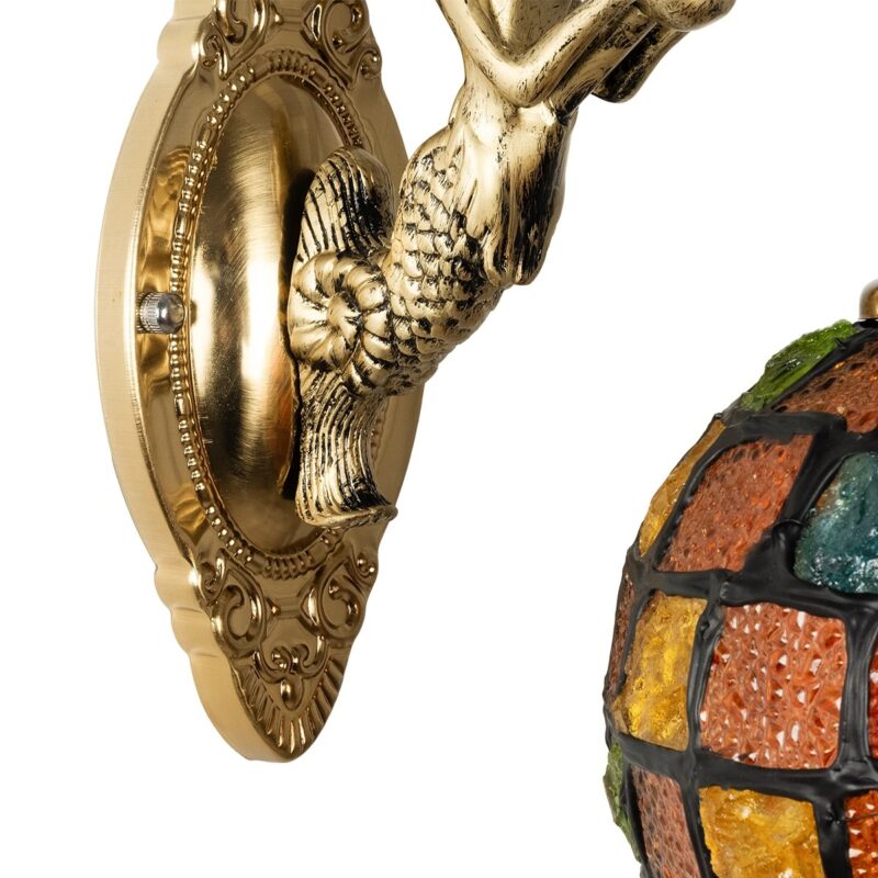 GLOBOSTAR® MERMAID 02389 Vintage Φωτιστικό Τοίχου – Απλίκα με Ντουί 1 x E27 AC 220-240V IP20 – Μπρούτζινο & Πολύχρωμο – Μ17 x Π30 x Υ27cm