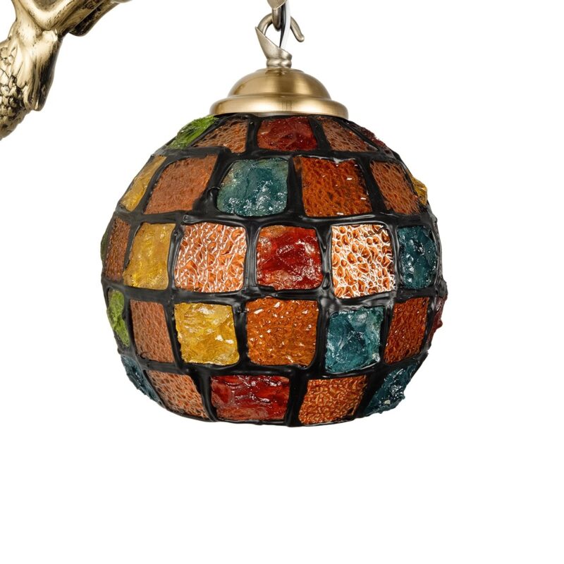 GLOBOSTAR® MERMAID 02389 Vintage Φωτιστικό Τοίχου – Απλίκα με Ντουί 1 x E27 AC 220-240V IP20 – Μπρούτζινο & Πολύχρωμο – Μ17 x Π30 x Υ27cm