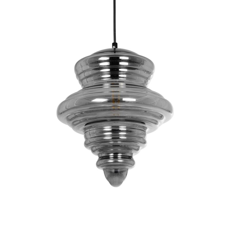 GLOBOSTAR® CORTE 206-0028 Μοντέρνο Κρεμαστό Φωτιστικό Οροφής με Ντουί 1 x E27 AC 220-240V IP20 – Μαύρο Φιμέ – Μ25 x Π25 x Υ30cm