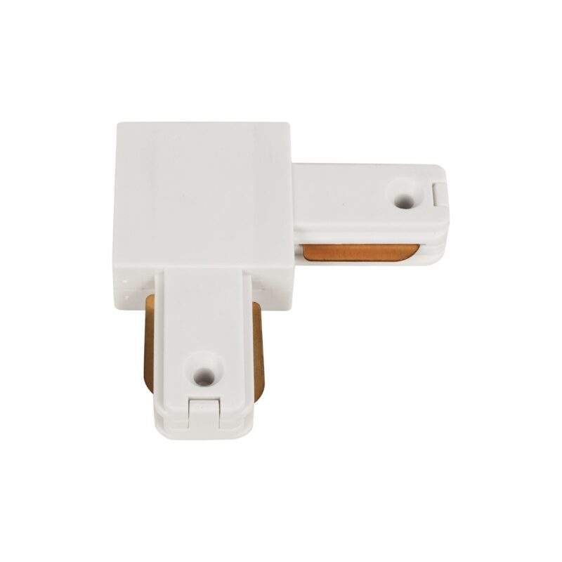 GLOBOSTAR® EUROTRACK-1PH 60906 Μονοφασικός Σύνδεσμος Γ Ράγας 2 Καλωδίων 1L+1N για Σύστημα Ράγας Eurotrack-1PH AC 220-240V IP20 – Λευκό Ματ – Μ6.5 x Π6.5 x Υ1.6cm