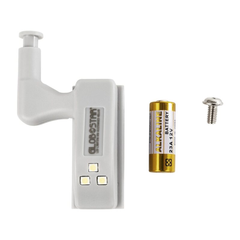 GloboStar® CLOSET 79640 Φωτιστικό Ντουλάπας LED για Μεντεσέ με Διακόπτη On/Off Κουμπωτό με Μπαταρία(Δεν συμπεριλαμβάνεται) – Ψυχρό Λευκό 6000K – Μ7 x Π4 x Υ2.5cm