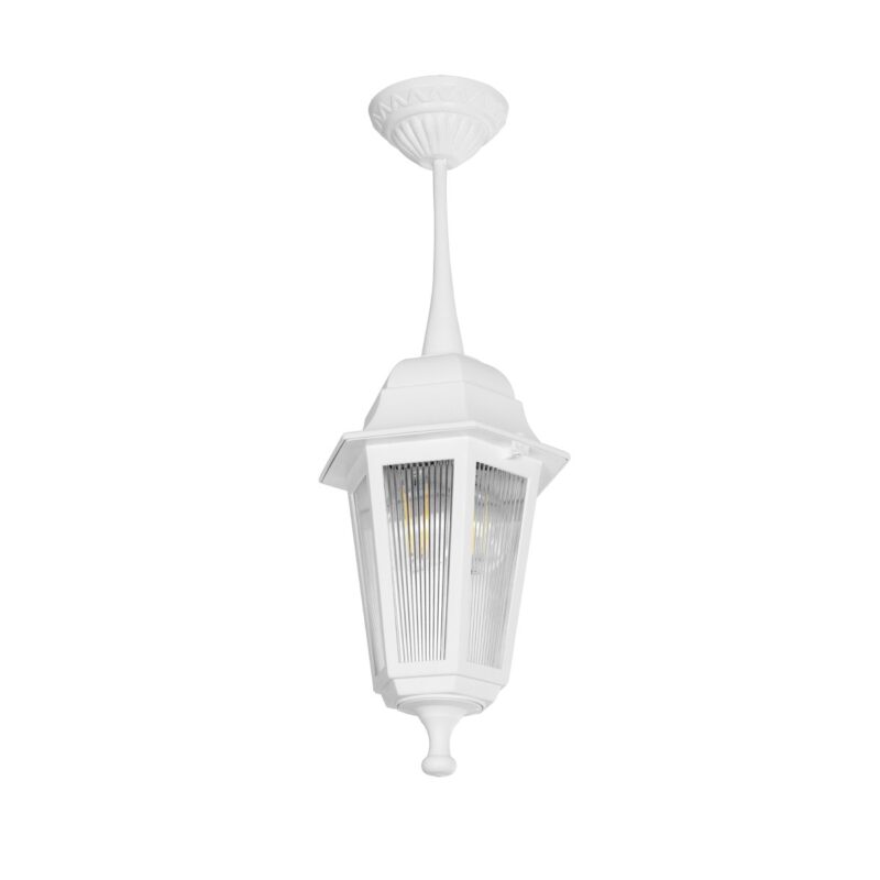 GLOBOSTAR® VITRO 203-0199 Vintage Φωτιστικό Οροφής με Ντουί 1 x E27 AC 220-240V IP44 – Λευκό – Μ17 x Π17 x Υ28cm