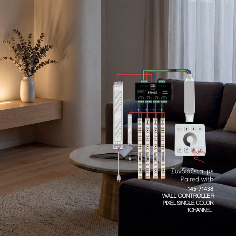 Ταινία LED COB 5m 12W 24V 3000K – 360LED/m – 1200lm – IP20 – CRI>90 – Pixel – PRO Series Eurolamp 145-72501