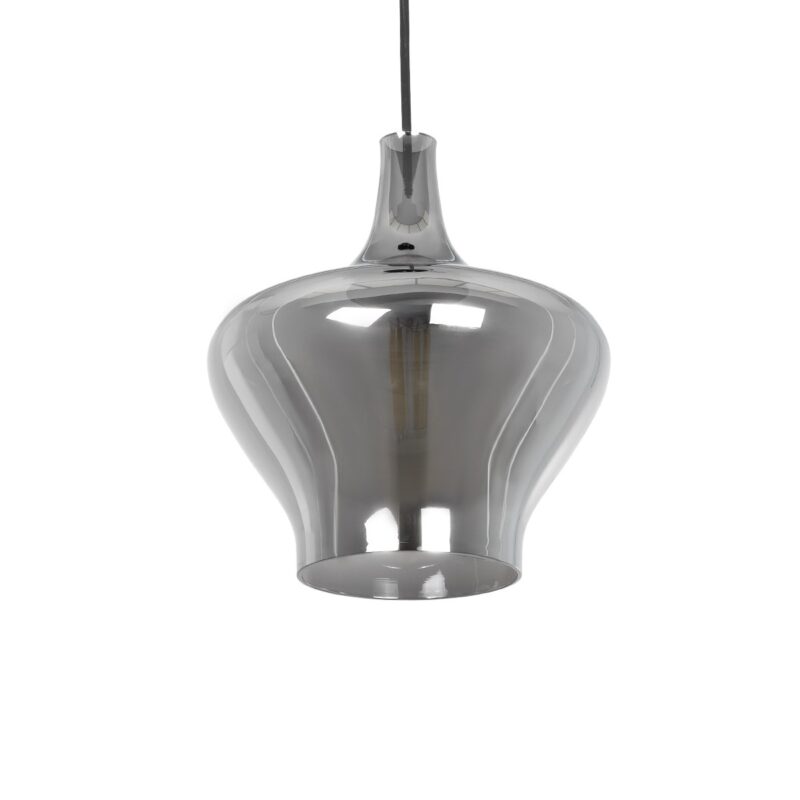 GLOBOSTAR® OVOCE 206-0032 Μοντέρνο Κρεμαστό Φωτιστικό Οροφής με Ντουί 1 x E27 AC 220-240V IP20 – Μαύρο Φιμέ – Μ20 x Π20 x Υ22cm