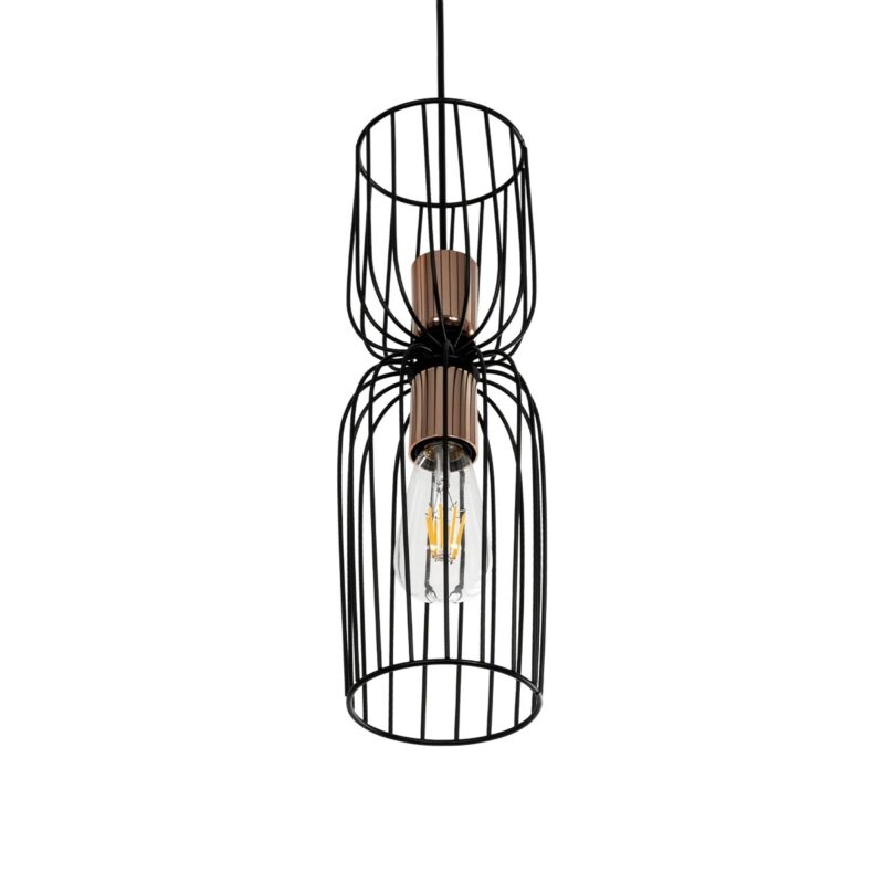GLOBOSTAR® LAVERA 201-0124 Vintage Κρεμαστό Φωτιστικό Οροφής με Ντουί 1 x E27 AC 220-240V IP20 – Μαύρο & Μπρούτζινο – Μ14 x Π14 x Υ44cm