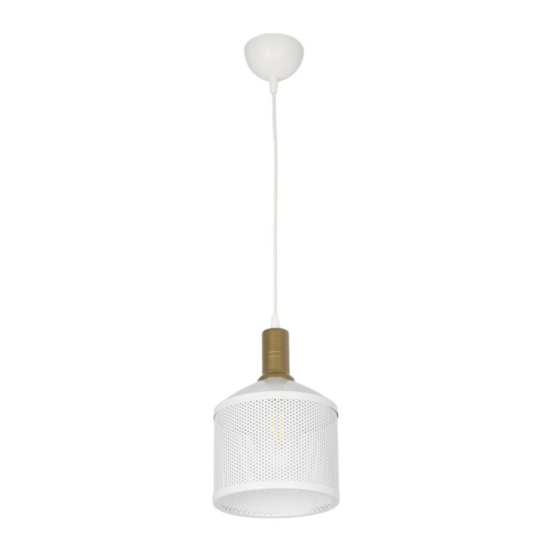 GLOBOSTAR® NETO 201-0129 Μοντέρνο Κρεμαστό Φωτιστικό Οροφής με Ντουί 1 x E27 AC 220-240V IP20 – Χρυσό & Λευκό – Μ18 x Π18 x Υ70cm