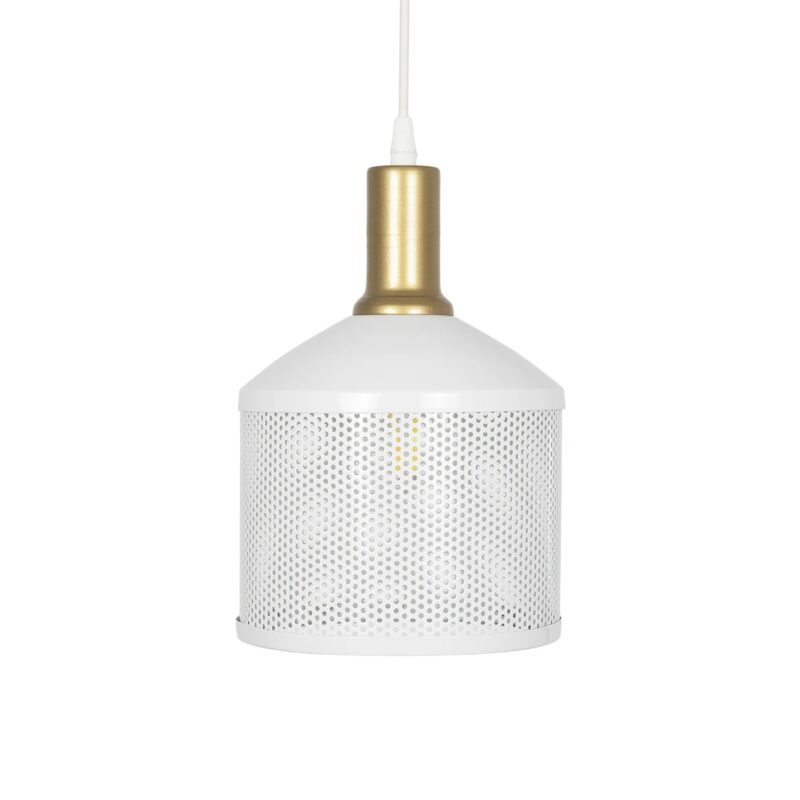 GLOBOSTAR® NETO 201-0129 Μοντέρνο Κρεμαστό Φωτιστικό Οροφής με Ντουί 1 x E27 AC 220-240V IP20 – Χρυσό & Λευκό – Μ18 x Π18 x Υ70cm