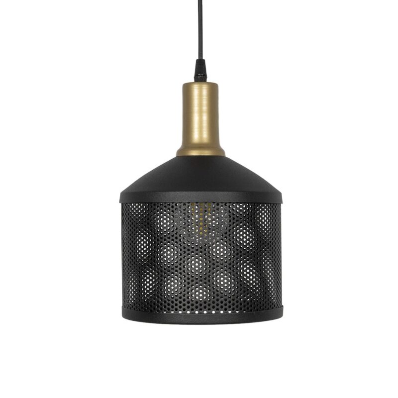 GLOBOSTAR® NETO 201-0130 Μοντέρνο Κρεμαστό Φωτιστικό Οροφής με Ντουί 1 x E27 AC 220-240V IP20 – Χρυσό & Μαύρο – Μ18 x Π18 x Υ70cm