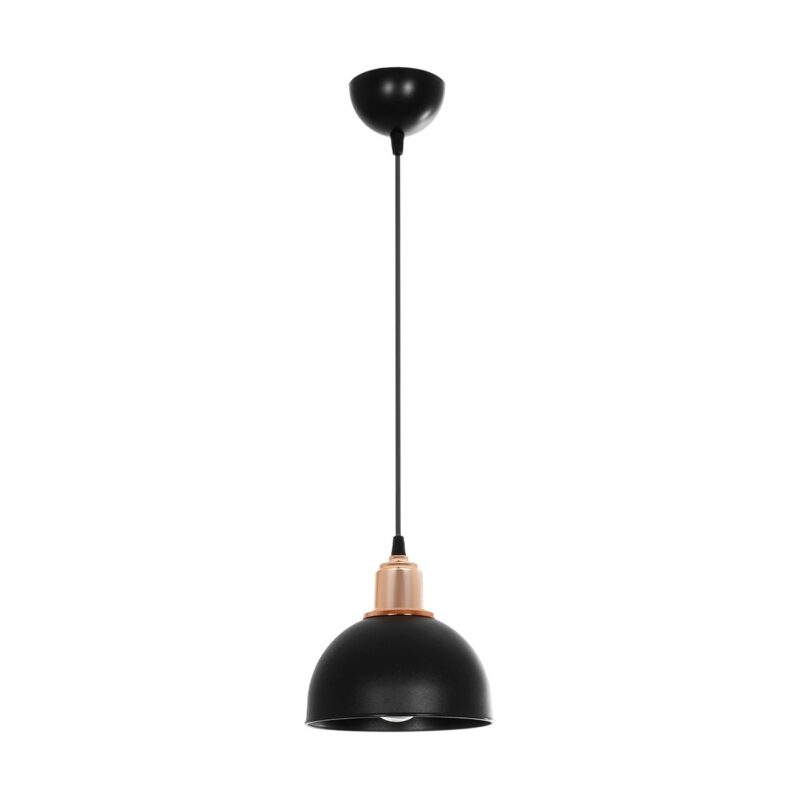 GLOBOSTAR® ΗUT 203-0145 Μοντέρνο Κρεμαστό Φωτιστικό Οροφής με Ντουί 1 x E27 AC 220-240V IP20 – Μάυρο & Χάλκινο – Μ18 x Π18 x Υ18cm