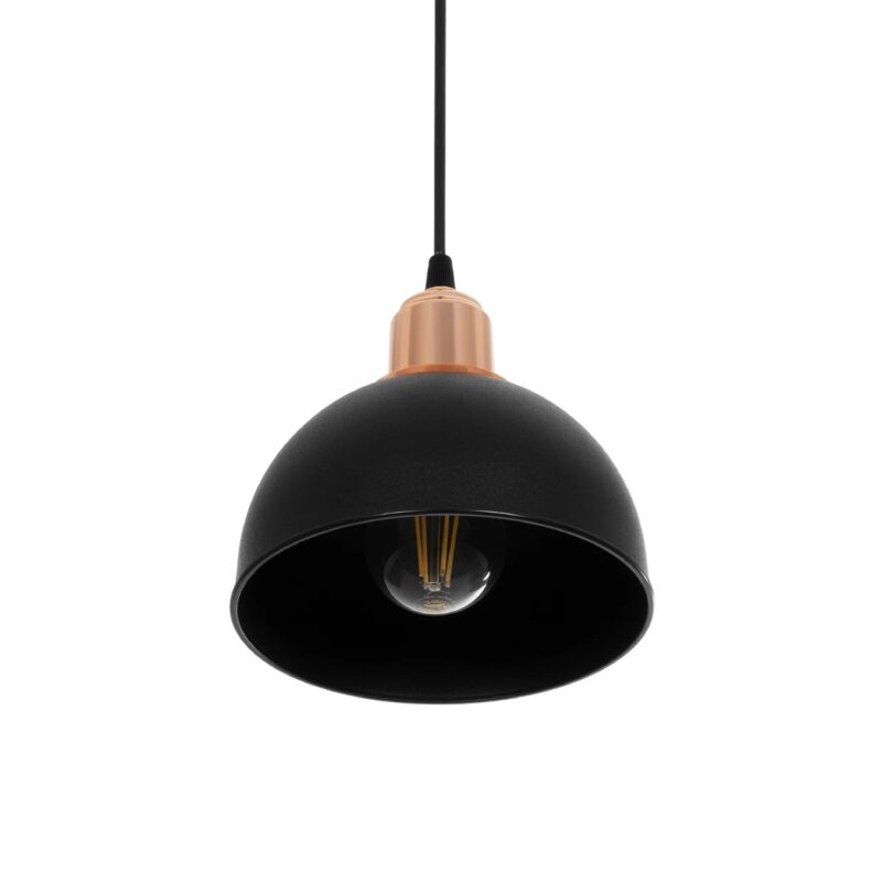GLOBOSTAR® ΗUT 203-0145 Μοντέρνο Κρεμαστό Φωτιστικό Οροφής με Ντουί 1 x E27 AC 220-240V IP20 – Μάυρο & Χάλκινο – Μ18 x Π18 x Υ18cm