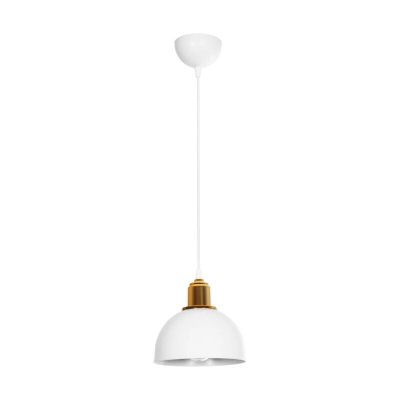 GLOBOSTAR® ΗUT 203-0147 Μοντέρνο Κρεμαστό Φωτιστικό Οροφής με Ντουί 1 x E27 AC 220-240V IP20 – Λευκό & Χρυσό – Μ18 x Π18 x Υ18cm