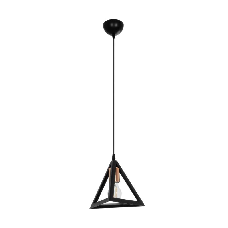 GLOBOSTAR® TRIANGLE 203-0161 Μοντέρνο Κρεμαστό Φωτιστικό Οροφής με Ντουί 1 x E27 AC 220-240V IP20 – Μάυρο & Χάλκινο – Μ24 x Π24 x Υ22cm
