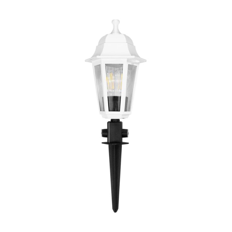 GloboStar® VITRO 203-0203 Vintage Καρφωτό Φωτιστικό Φαναράκι Μονόφωτο 1 x E27 IP44 Λευκό & Διάφανο Πλαστικό – Μ17 x Π17 x Υ55cm