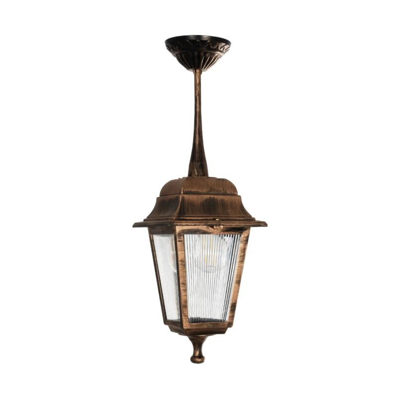 GLOBOSTAR® SOLME 203-0214 Vintage Φωτιστικό Οροφής με Ντουί 1 x E27 AC 220-240V IP44 – Χάλκινο – Μ15 x Π15 x Υ27cm