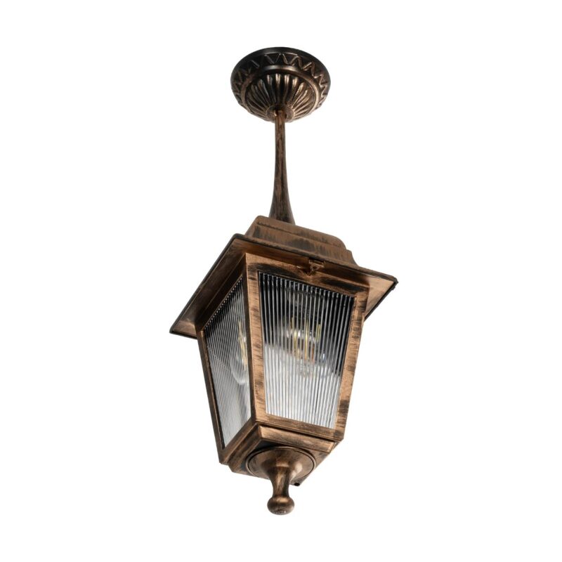 GLOBOSTAR® SOLME 203-0214 Vintage Φωτιστικό Οροφής με Ντουί 1 x E27 AC 220-240V IP44 – Χάλκινο – Μ15 x Π15 x Υ27cm