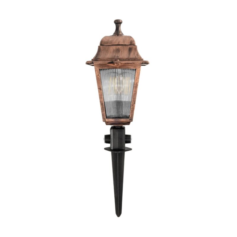 GloboStar® SOLME 203-0218 Vintage Καρφωτό Φωτιστικό Φαναράκι Μονόφωτο 1 x E27 IP44 Χάλκινο & Διάφανο Πλαστικό – Μ22 x Π22 x Υ35cm