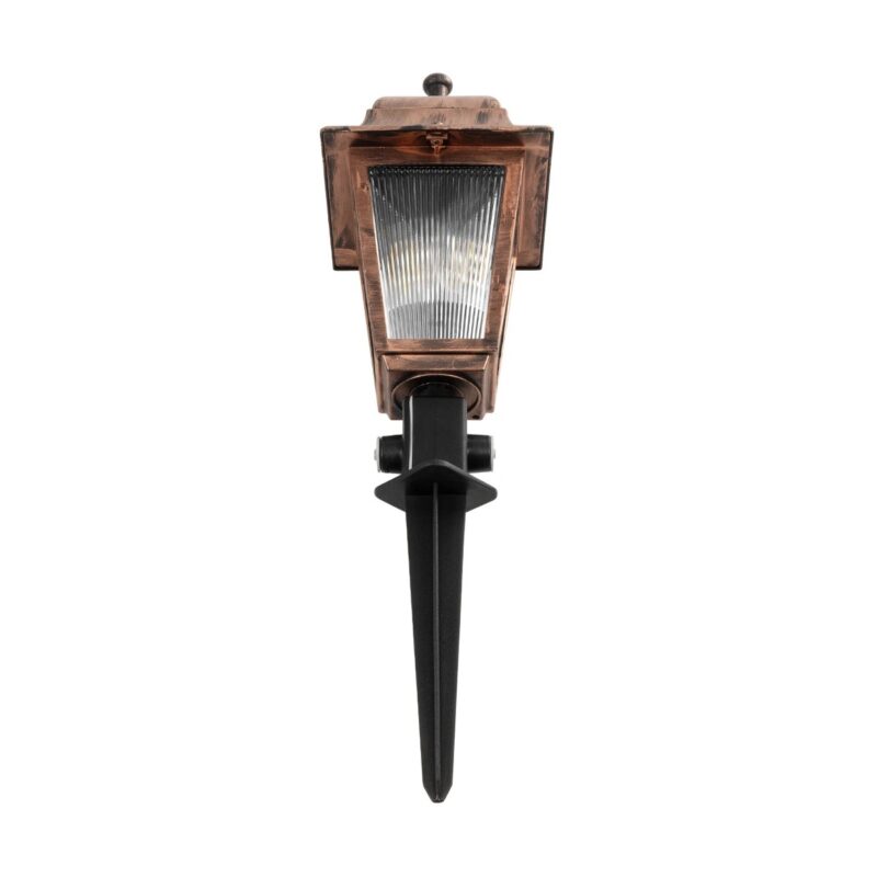 GloboStar® SOLME 203-0218 Vintage Καρφωτό Φωτιστικό Φαναράκι Μονόφωτο 1 x E27 IP44 Χάλκινο & Διάφανο Πλαστικό – Μ22 x Π22 x Υ35cm