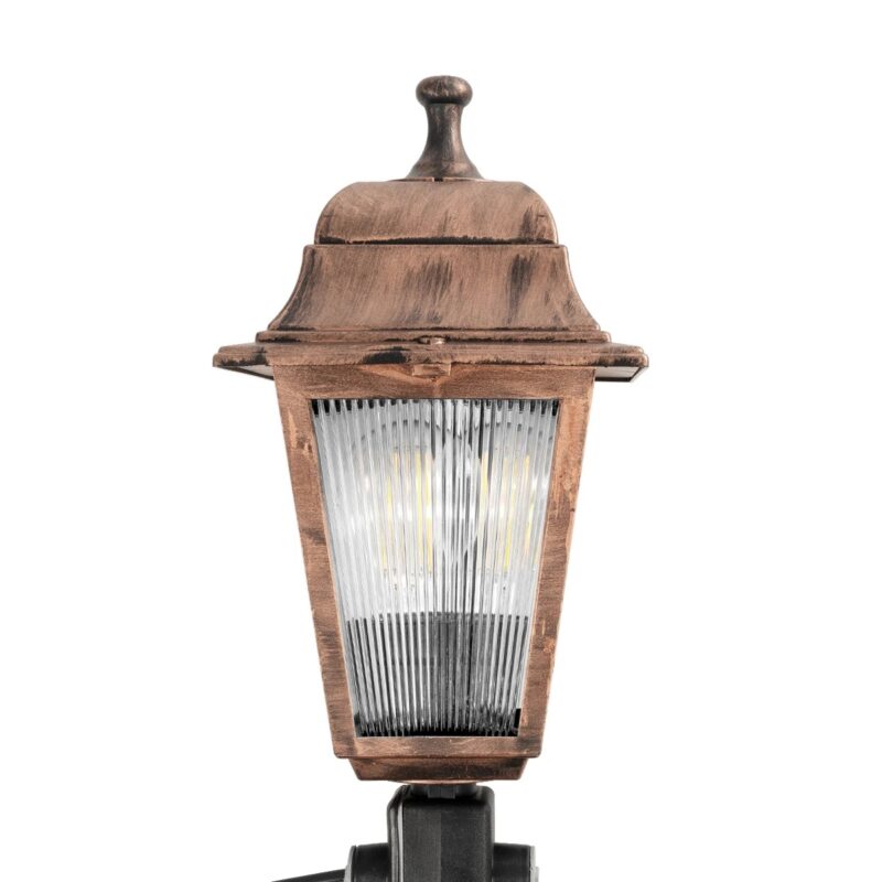 GloboStar® SOLME 203-0218 Vintage Καρφωτό Φωτιστικό Φαναράκι Μονόφωτο 1 x E27 IP44 Χάλκινο & Διάφανο Πλαστικό – Μ22 x Π22 x Υ35cm
