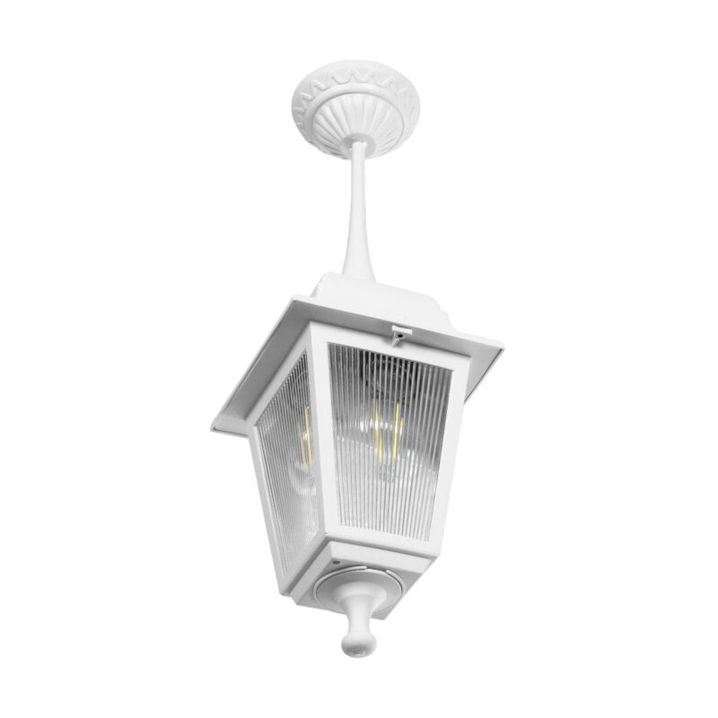 GLOBOSTAR® SOLME 203-0219 Vintage Φωτιστικό Οροφής με Ντουί 1 x E27 AC 220-240V IP44 – Λευκό – Μ15 x Π15 x Υ27cm
