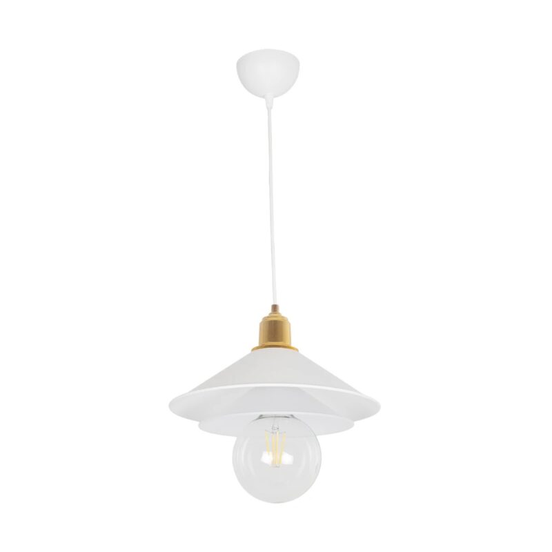 GLOBOSTAR® FERRO 203-0268 Μοντέρνο Κρεμαστό Φωτιστικό Οροφής με Ντουί 1 x E27 AC 220-240V IP20 – Λευκό & Χρυσό – Μ30 x Π30 x Υ19cm