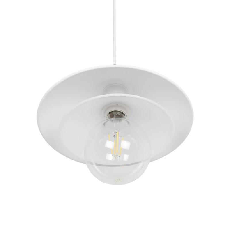 GLOBOSTAR® FERRO 203-0268 Μοντέρνο Κρεμαστό Φωτιστικό Οροφής με Ντουί 1 x E27 AC 220-240V IP20 – Λευκό & Χρυσό – Μ30 x Π30 x Υ19cm