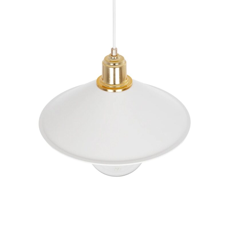 GLOBOSTAR® FERRO 203-0268 Μοντέρνο Κρεμαστό Φωτιστικό Οροφής με Ντουί 1 x E27 AC 220-240V IP20 – Λευκό & Χρυσό – Μ30 x Π30 x Υ19cm