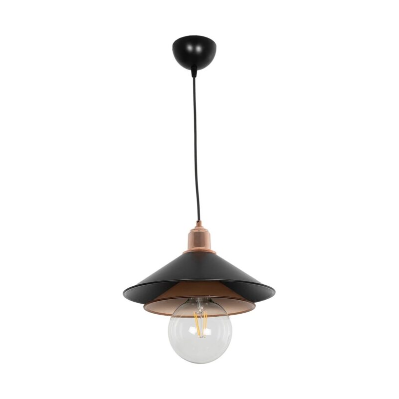 GLOBOSTAR® FERRO 203-0269 Μοντέρνο Κρεμαστό Φωτιστικό Οροφής με Ντουί 1 x E27 AC 220-240V IP20 – Μαύρο & Χάλκινο – Μ30 x Π30 x Υ19cm