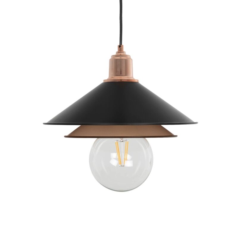 GLOBOSTAR® FERRO 203-0269 Μοντέρνο Κρεμαστό Φωτιστικό Οροφής με Ντουί 1 x E27 AC 220-240V IP20 – Μαύρο & Χάλκινο – Μ30 x Π30 x Υ19cm