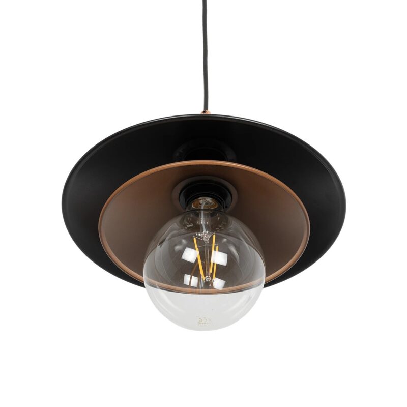GLOBOSTAR® FERRO 203-0269 Μοντέρνο Κρεμαστό Φωτιστικό Οροφής με Ντουί 1 x E27 AC 220-240V IP20 – Μαύρο & Χάλκινο – Μ30 x Π30 x Υ19cm