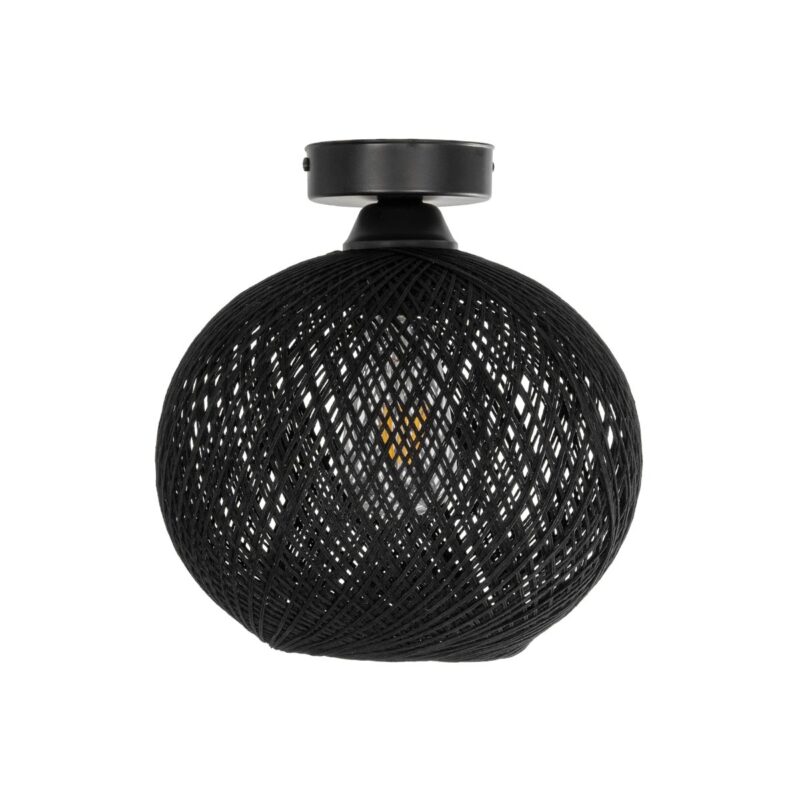GLOBOSTAR® CORDE 203-0271 Μοντέρνο Φωτιστικό Οροφής με Ντουί 1 x E27 AC 220-240V IP20 – Μαύρο – Μ25 x Π25 x Υ26cm