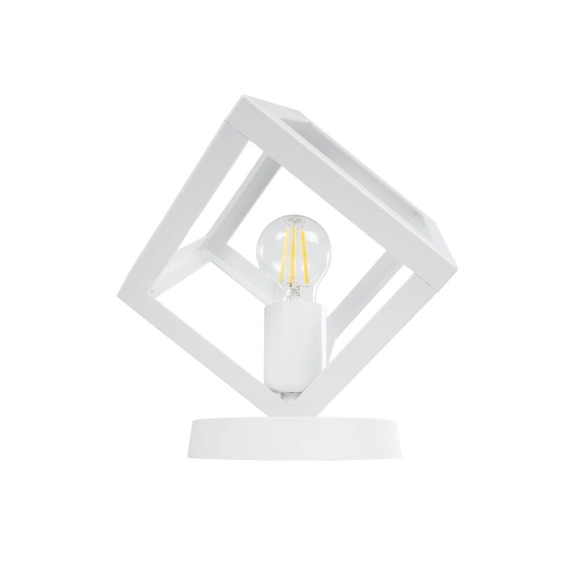 GLOBOSTAR® DISE 203-0273 Μοντέρνο Επιτραπέζιο Φωτιστικό Πορτατίφ με Ντουί 1 x E27 AC 220-240V IP20 – Λευκό – Μ28 x Π28 x Υ29cm