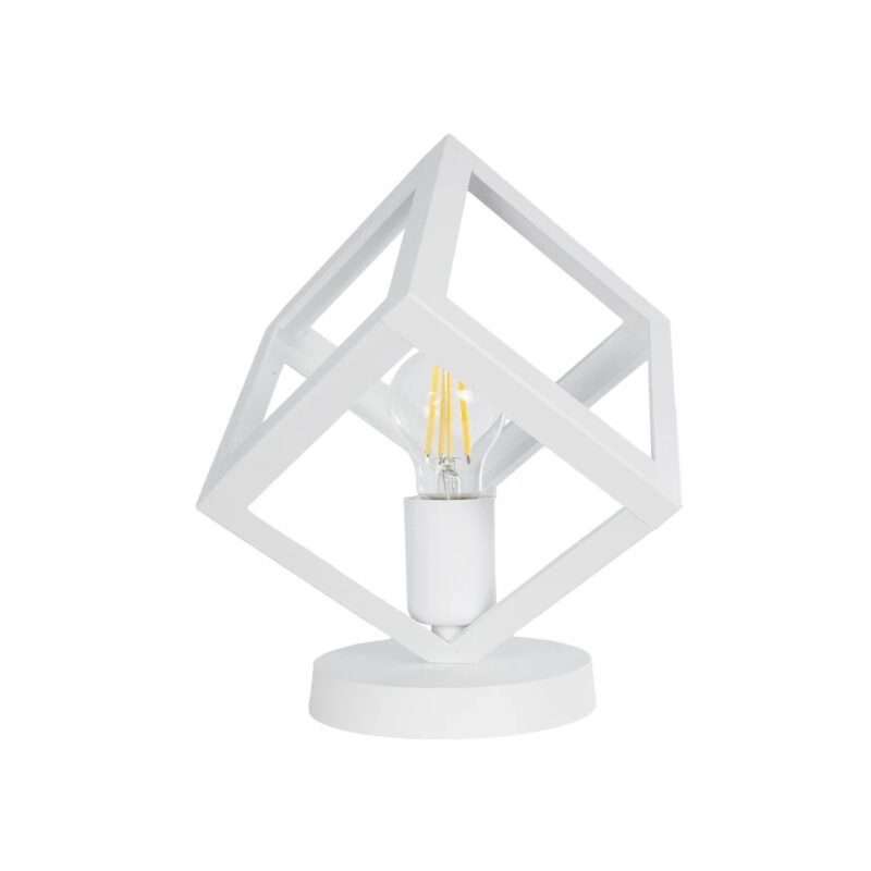 GLOBOSTAR® DISE 203-0273 Μοντέρνο Επιτραπέζιο Φωτιστικό Πορτατίφ με Ντουί 1 x E27 AC 220-240V IP20 – Λευκό – Μ28 x Π28 x Υ29cm