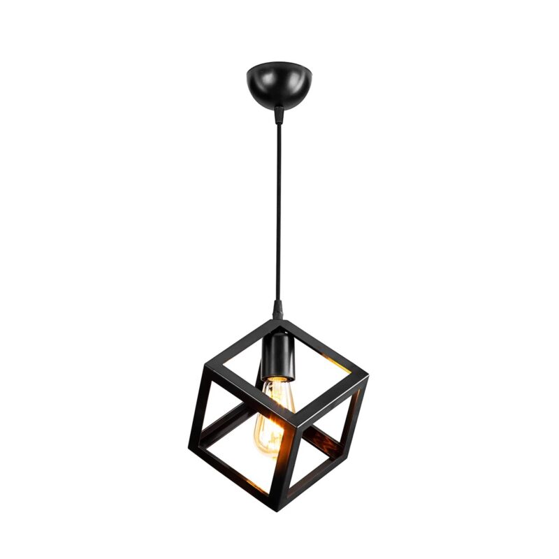 GLOBOSTAR® DISE 203-0274 Μοντέρνο Κρεμαστό Φωτιστικό Οροφής με Ντουί 1 x E27 AC 220-240V IP20 – Μαύρο – Μ28 x Π28 x Υ29cm