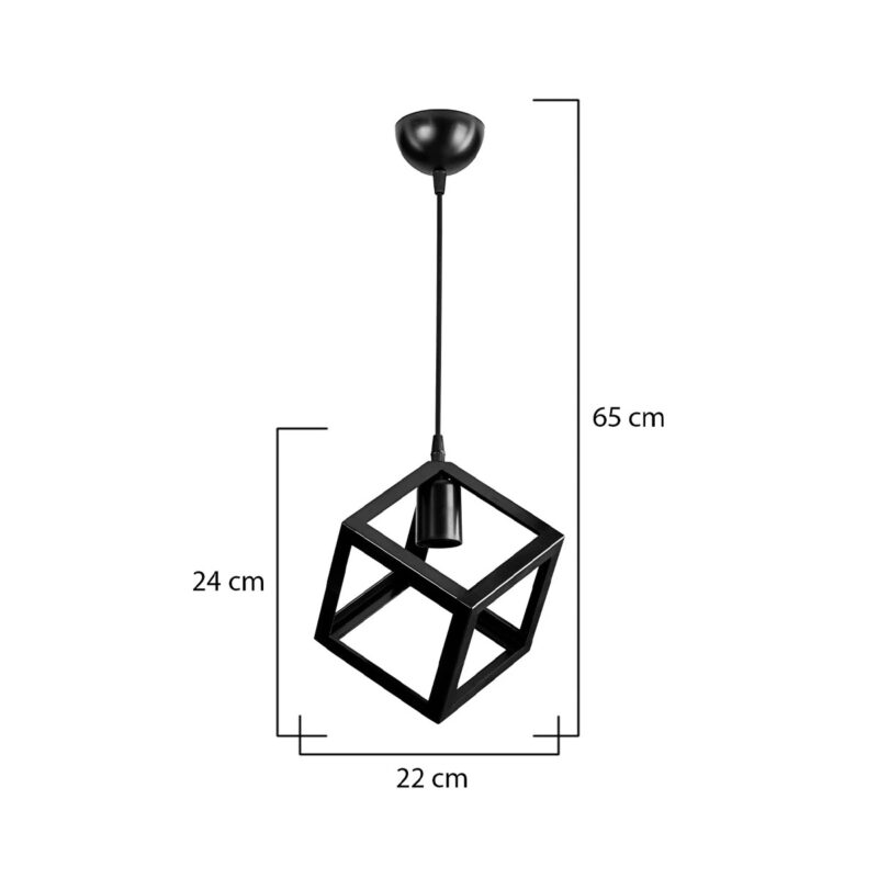 GLOBOSTAR® DISE 203-0274 Μοντέρνο Κρεμαστό Φωτιστικό Οροφής με Ντουί 1 x E27 AC 220-240V IP20 – Μαύρο – Μ28 x Π28 x Υ29cm