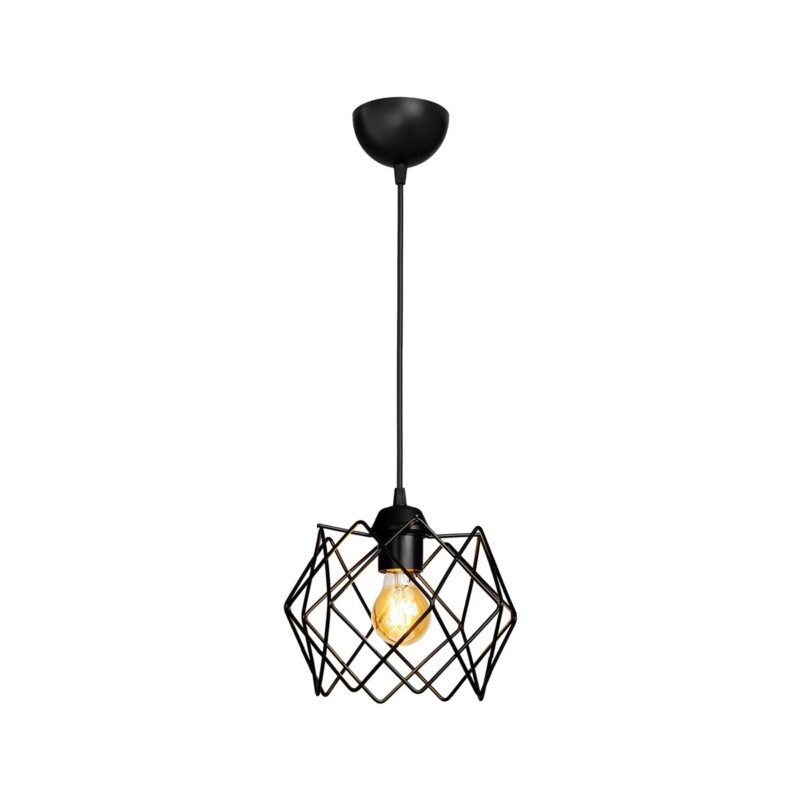 GLOBOSTAR® VORTEX 203-0277 Μοντέρνο Κρεμαστό Φωτιστικό Οροφής με Ντουί 1 x E27 AC 220-240V IP20 – Μαύρο – Μ23.5 x Π23.5 x Υ20cm
