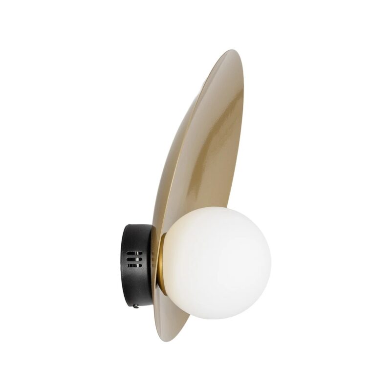 GLOBOSTAR® PLATO 203-0278 Vintage Φωτιστικό Τοίχου – Απλίκα με Ντουί 1 x E14 AC 220-240V IP20 – Χρυσό & Λευκό – M40 x Π19 x Υ40cm