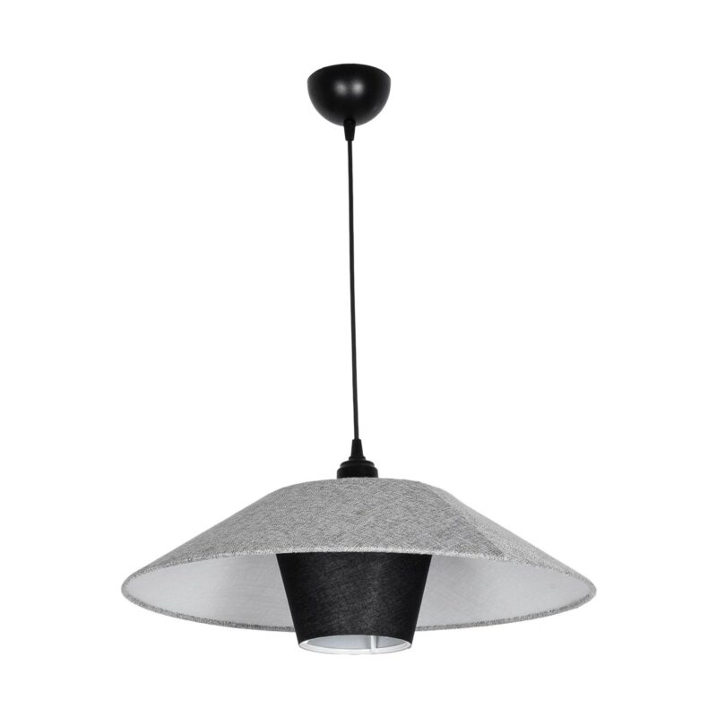 GLOBOSTAR® STORM 203-0292 Μοντέρνο Κρεμαστό Φωτιστικό Οροφής με Ντουί 1 x E27 AC 220-240V IP20 – Μαύρο & Γκρί  – Μ50 x Π50 x Υ24cm
