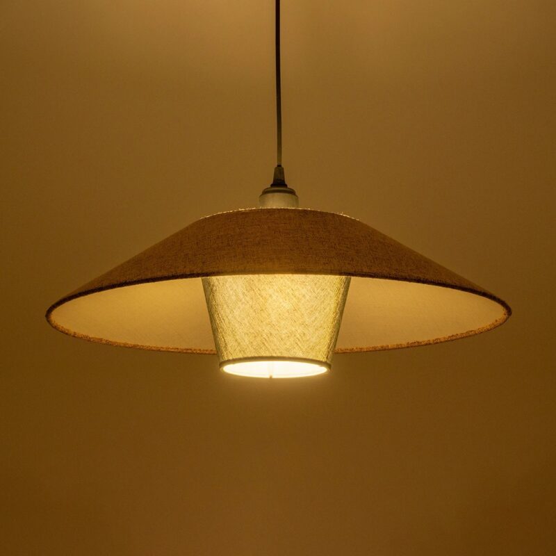 GLOBOSTAR® STORM 203-0294 Μοντέρνο Κρεμαστό Φωτιστικό Οροφής με Ντουί 1 x E27 AC 220-240V IP20 – Μαύρο &  Μπεζ – Μ50 x Π50 x Υ24cm