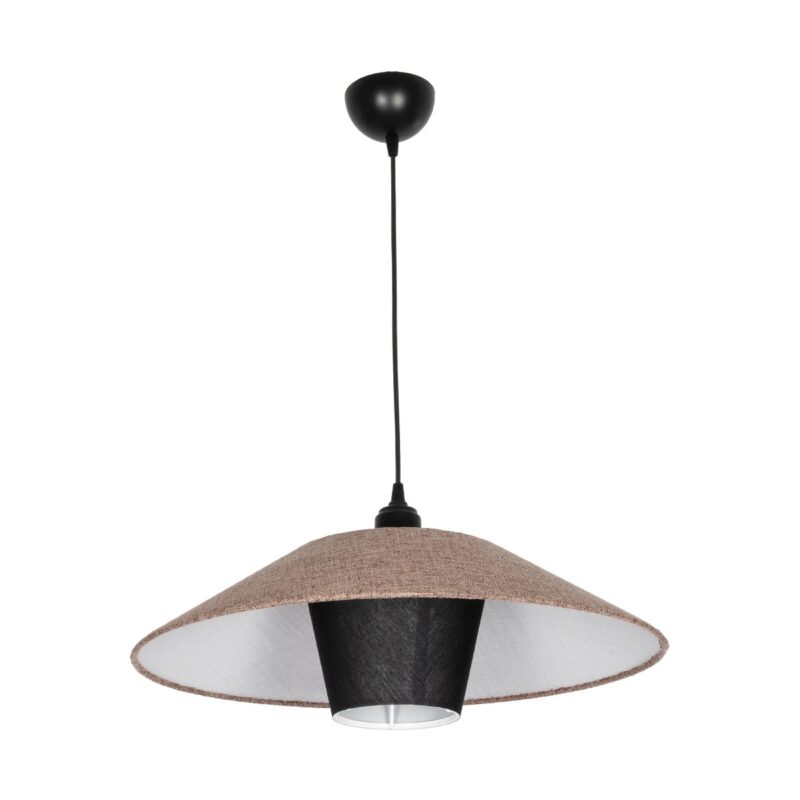GLOBOSTAR® STORM 203-0294 Μοντέρνο Κρεμαστό Φωτιστικό Οροφής με Ντουί 1 x E27 AC 220-240V IP20 – Μαύρο &  Μπεζ – Μ50 x Π50 x Υ24cm