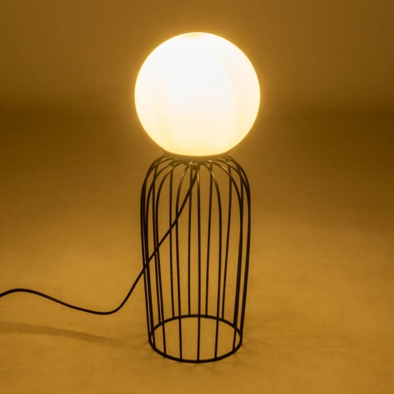 GLOBOSTAR® KAZAF 203-0295 Μοντέρνο Επιτραπέζιο Φωτιστικό Πορτατίφ με Ντουί 1 x E27 AC 220-240V IP20 – Μαύρο & Λευκό – Μ16 x Π16 x Υ40cm