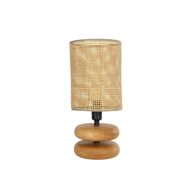 GLOBOSTAR® KLOO 204-0143 Boho Επιτραπέζιο Φωτιστικό Πορτατίφ με Ντουί 1 x E14 AC 220-240V IP20 – Καφέ & Μπεζ – Μ15 x Π15 x Υ35cm